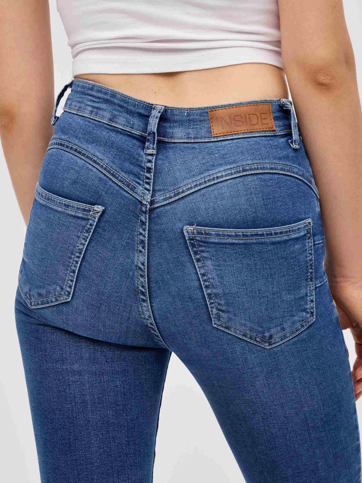 Jeans skinny push up azul vista detalle