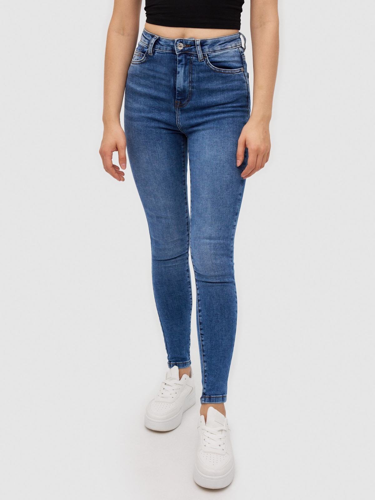 Jeans skinny denim azul vista media frontal