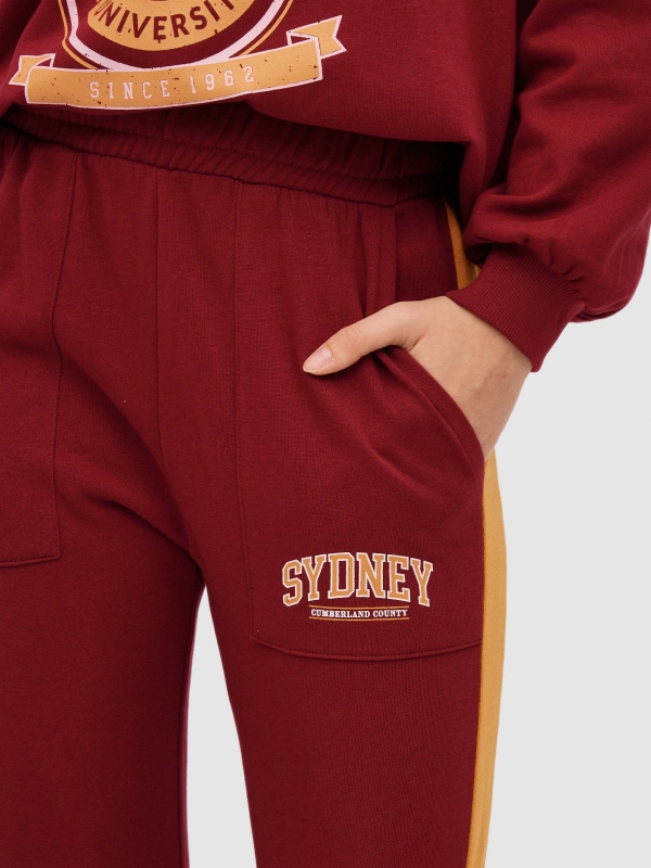 Sydney jogger pants garnet detail view