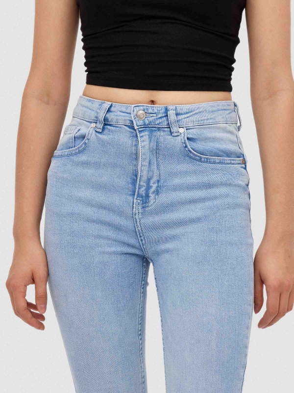 Denim skinny jeans high rise blue detail view