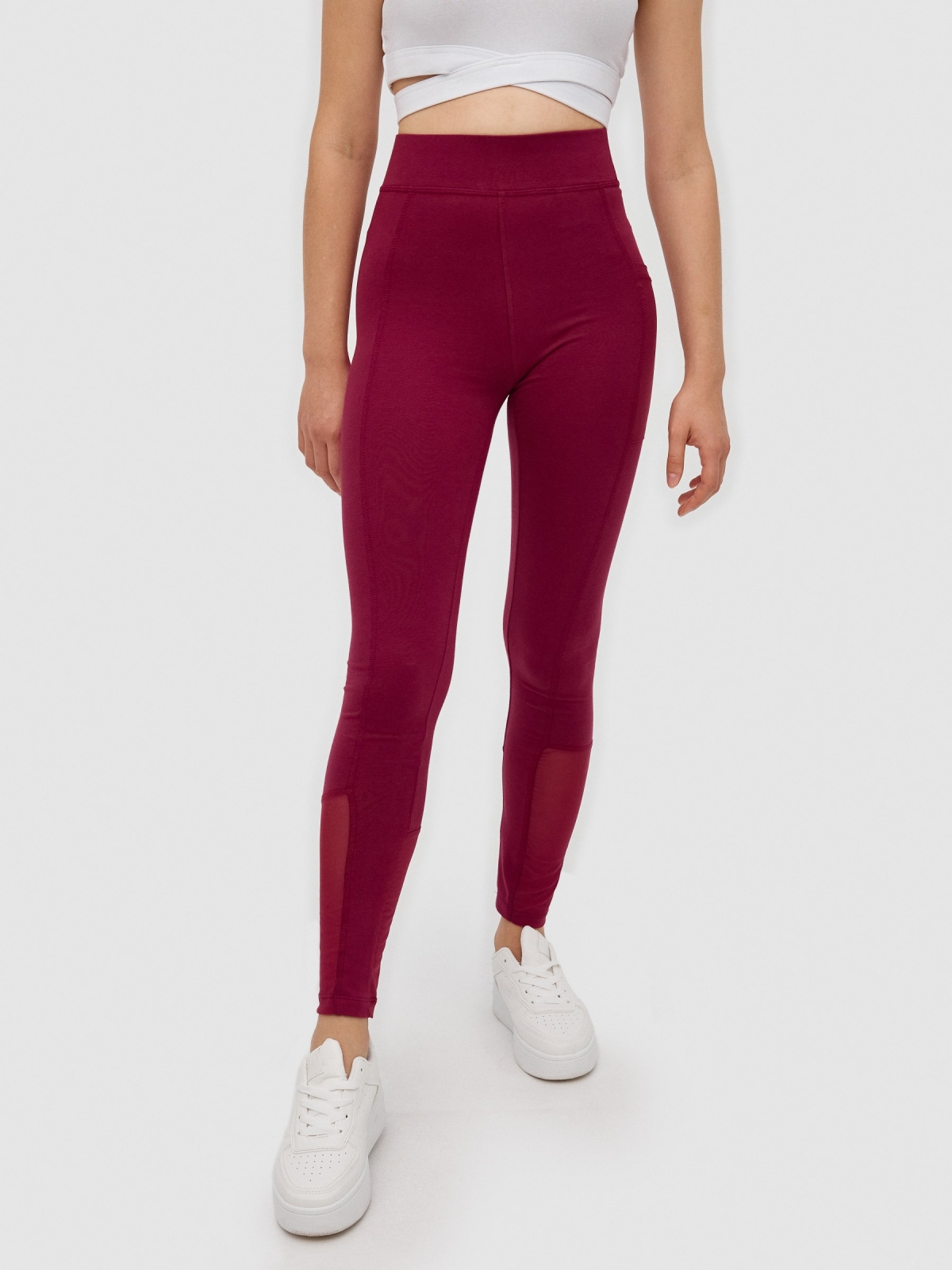 Leggings with pocket garnet middle front view