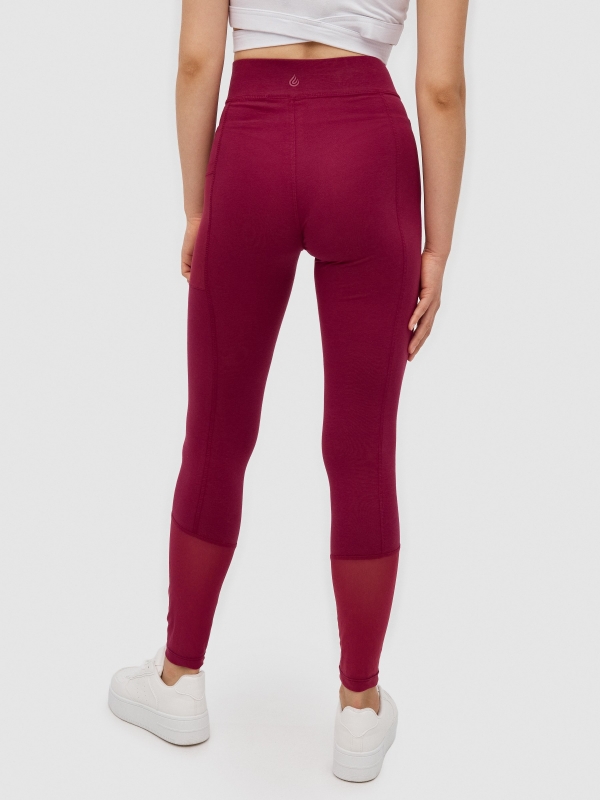 Leggings con bolsillo granate vista media trasera