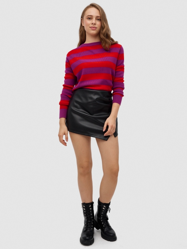 Striped crop sweater multicolor front view