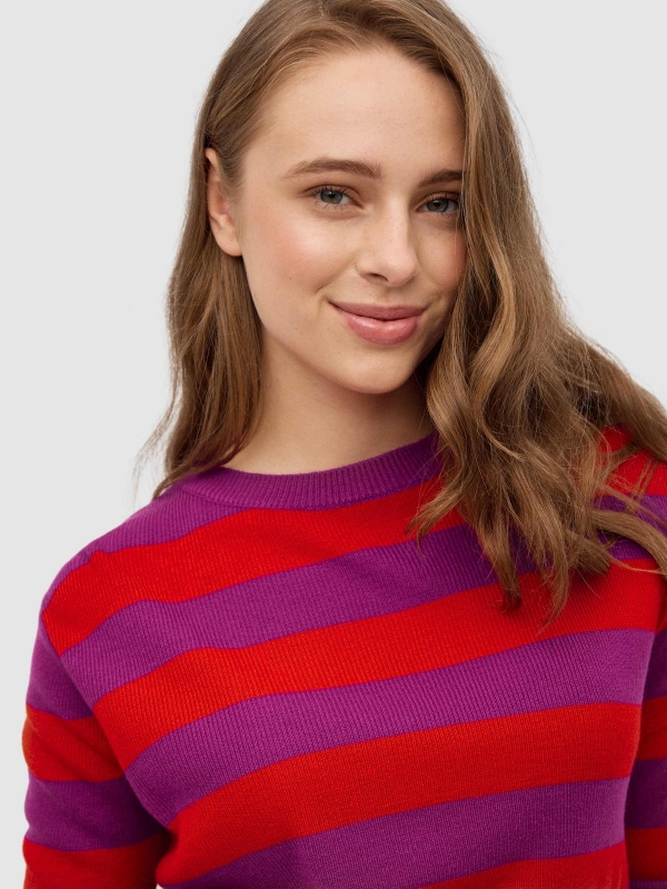 Striped crop sweater multicolor detail view