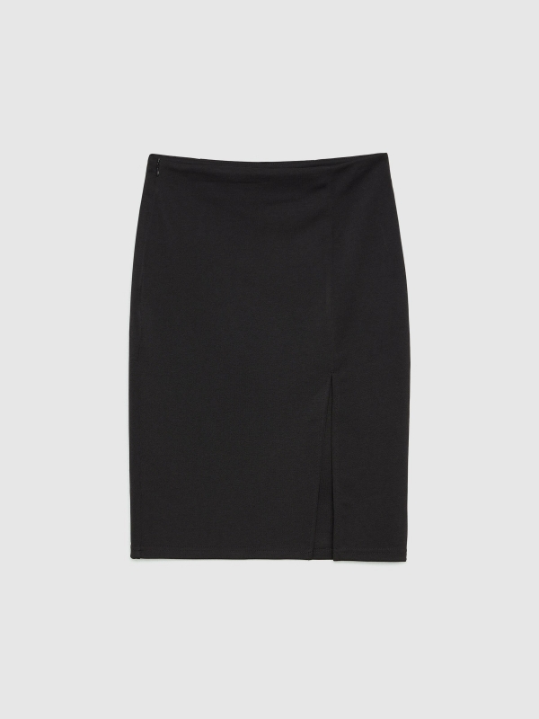  Falda midi de tubo con abertura negro