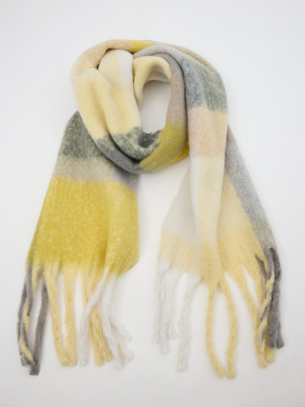 Extra long scarf yellow yellow rolled view
