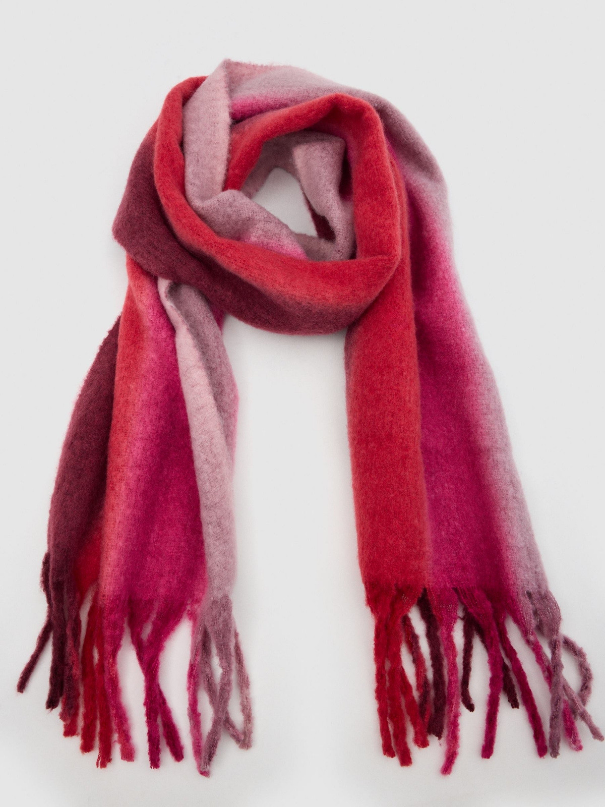 Burgundy extra long scarf mauve rolled view