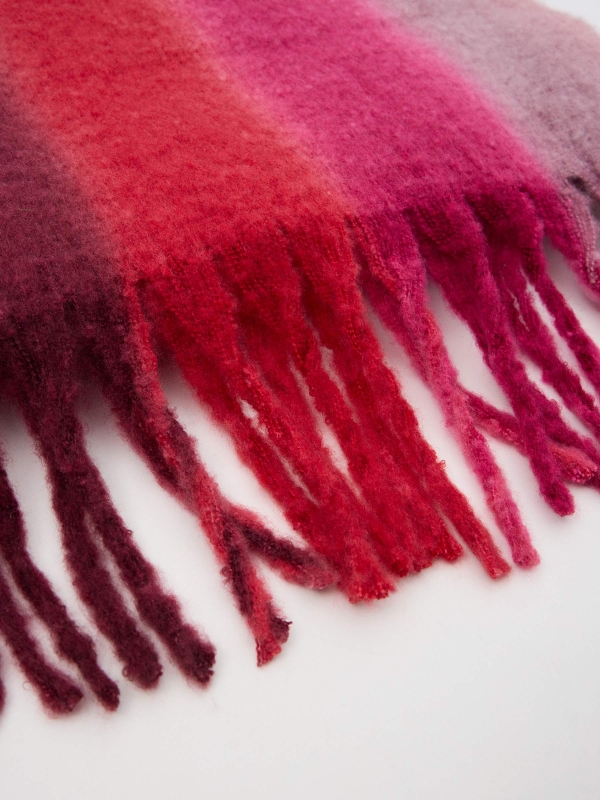 Burgundy extra long scarf mauve detail view