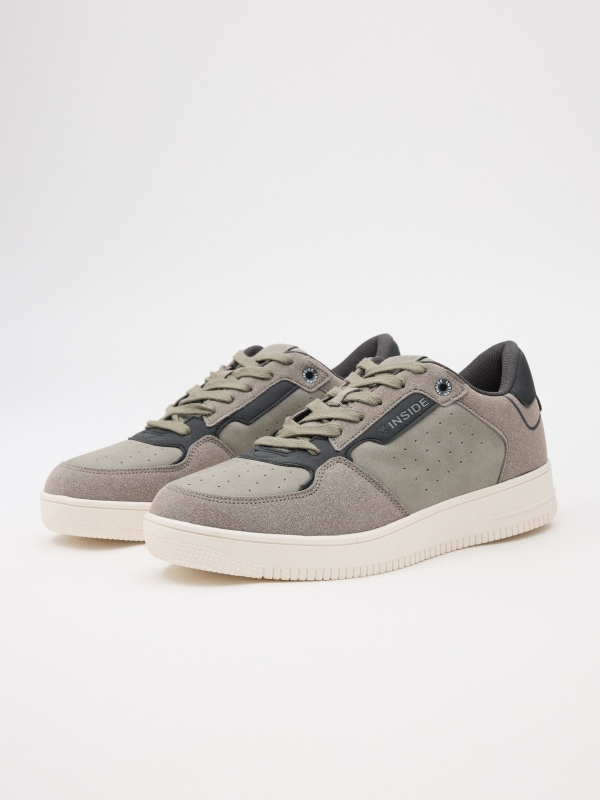 Grey combined casual sneaker 45º front view