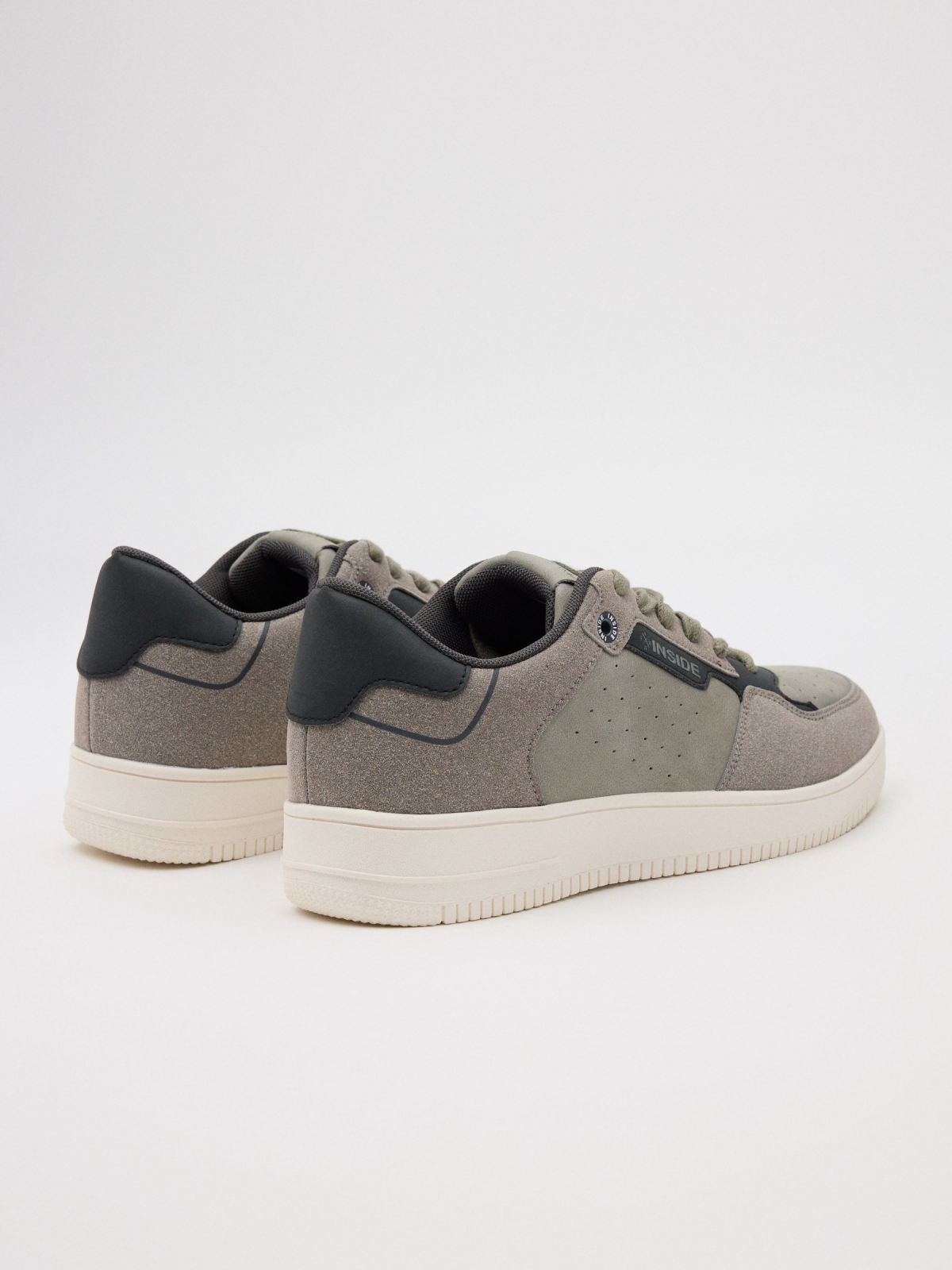 Grey combined casual sneaker 45º back view