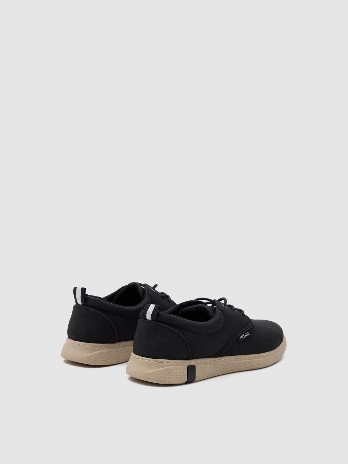 Casual lace-up sneaker black 45º back view