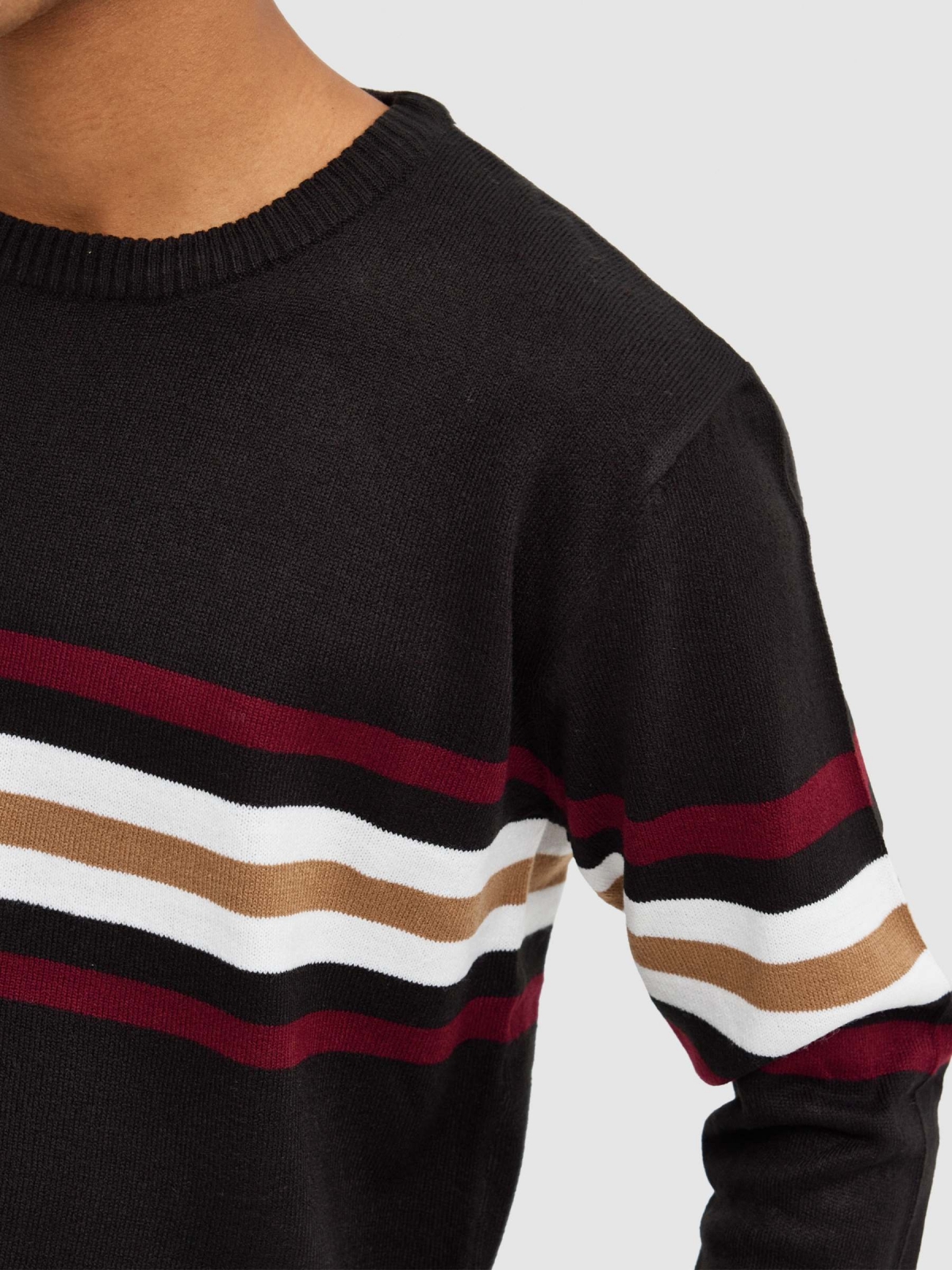 Knitted jumper with stripes black detail view