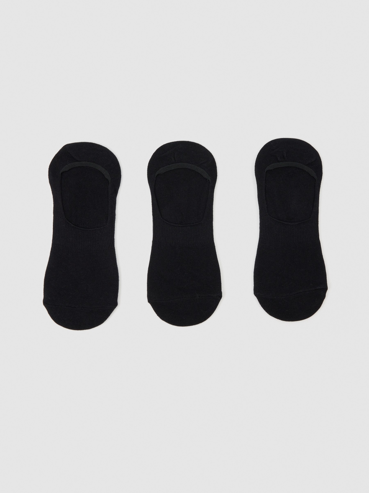 Calcetines pinkies negros (3 pares) negro vista media frontal