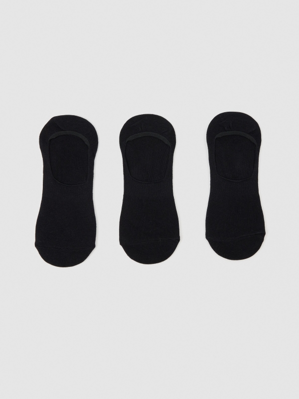 Meias de pinkies pretas (3 pares) preto vista meia frontal
