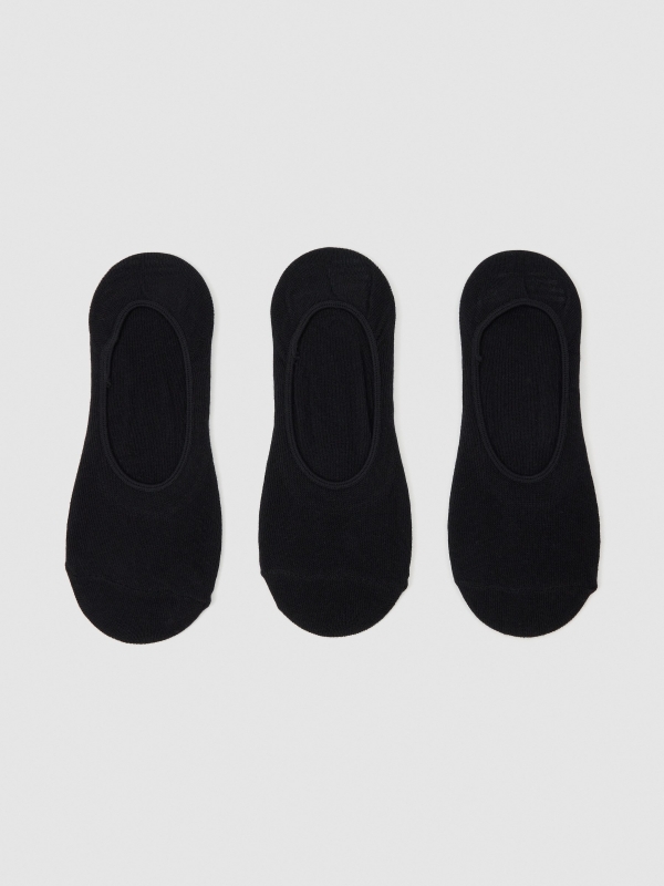 Calcetines pinkies negros (3 pares) negro vista media frontal