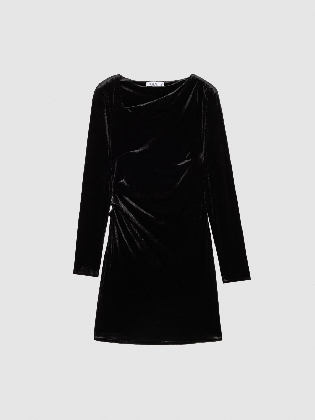  Draped velvet mini dress black