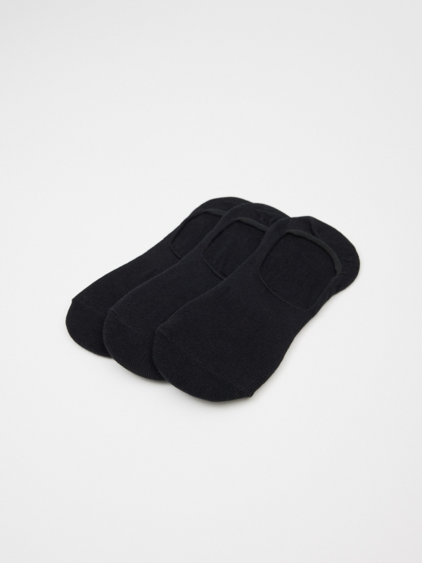 Black pinkies socks (3 pairs) black front view