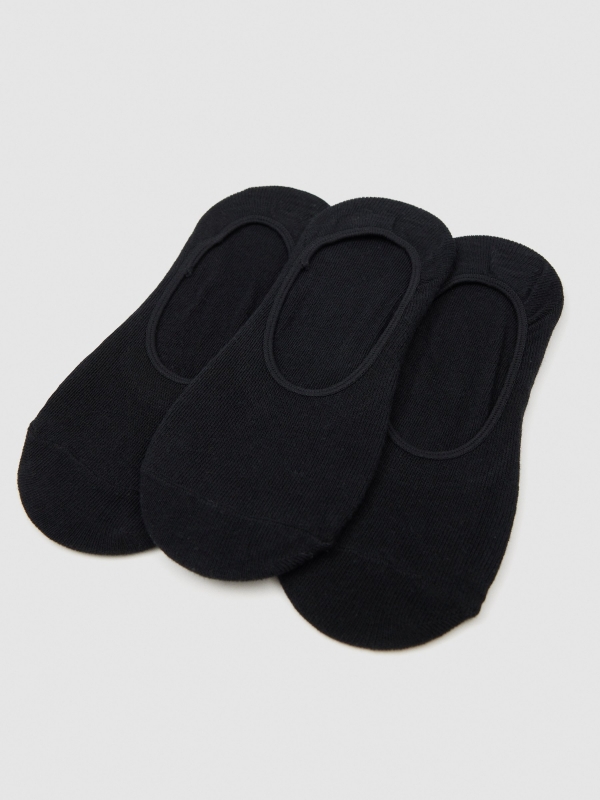 Black pinkies socks (3 pairs) black middle back view