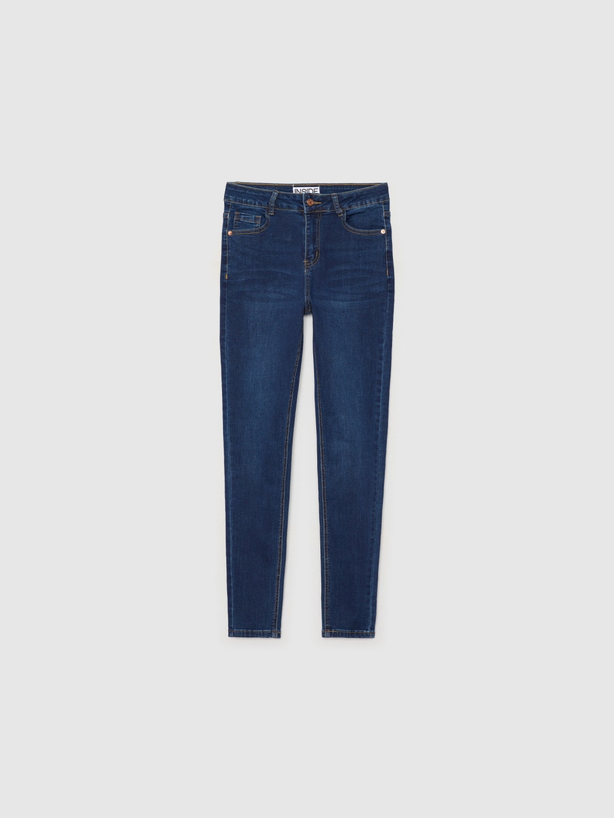  Jeans básicas de cintura média azul escuro