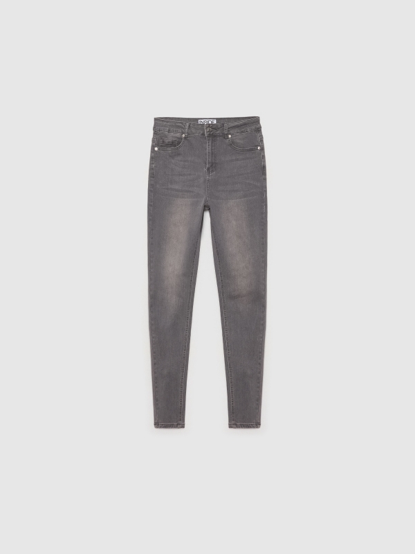  Jeans cinzentas de mid rise rasgadas cinza claro