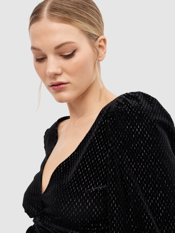 Velvet blouse with lurex black detail view