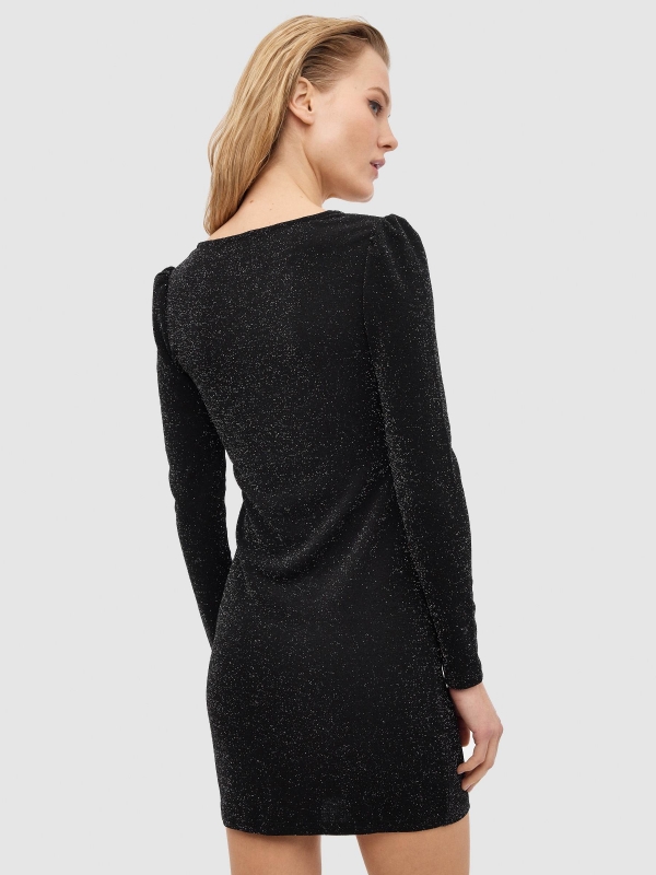 Mini vestido de lurex preto vista meia traseira