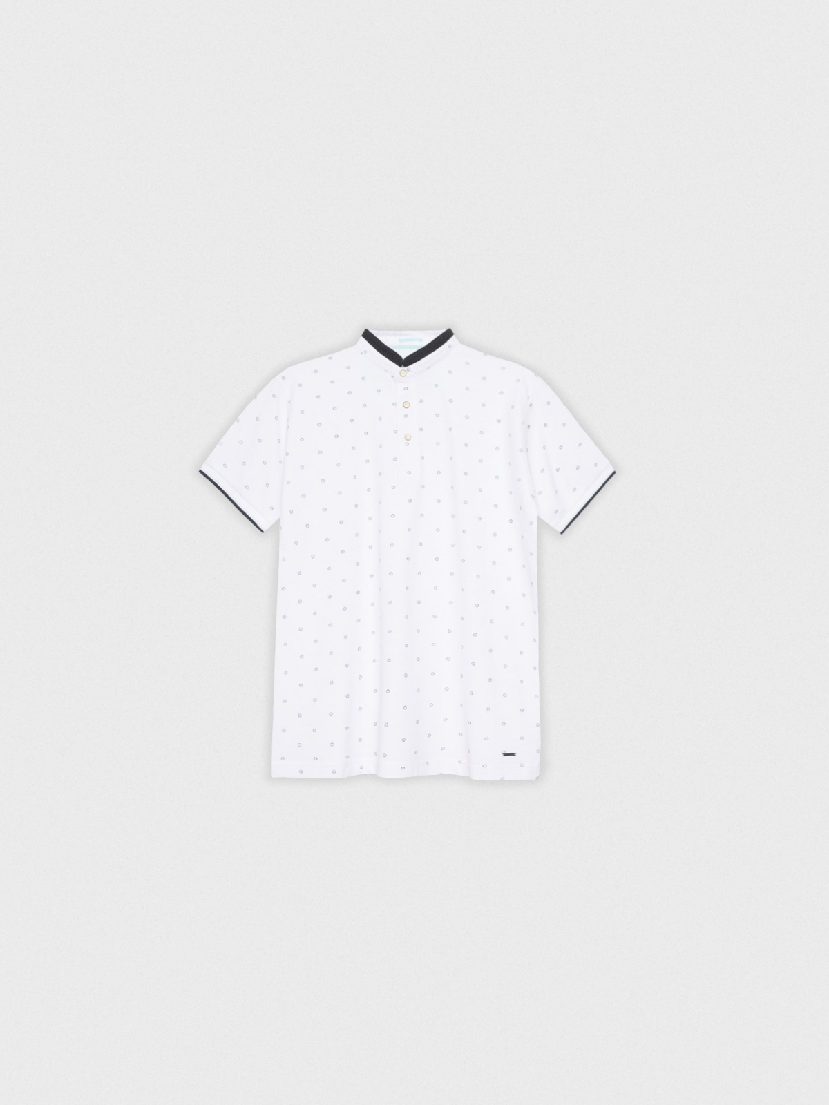  Mandarin collar polo shirt white