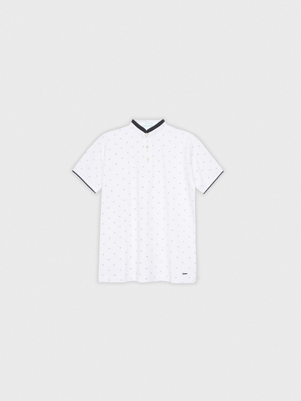  Mandarin collar polo shirt white