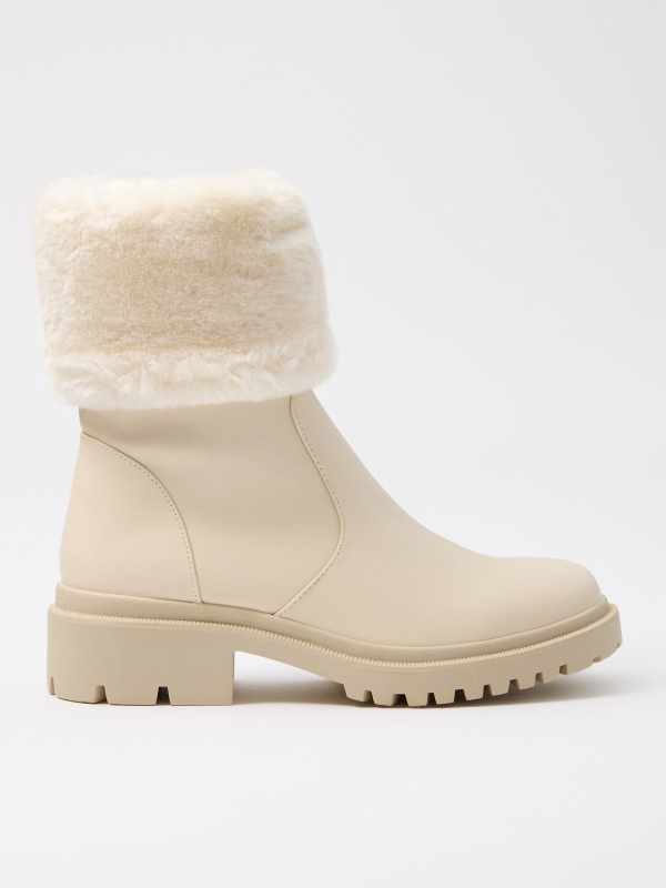 Fashion fur collar ankle boots white
