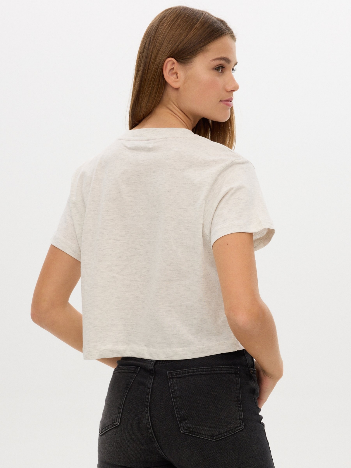 T-shirt da faculdade Cropp cinza melange vista meia traseira