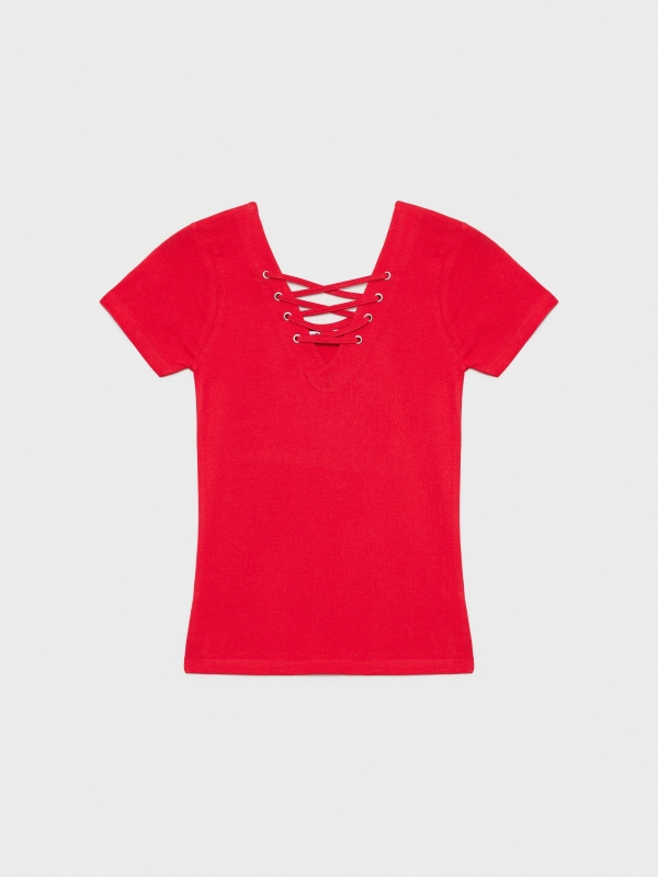  Lace up t-shirt red