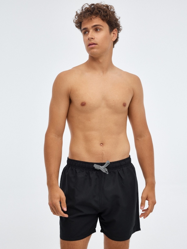 Basic swimsuit with pockets black middle front view