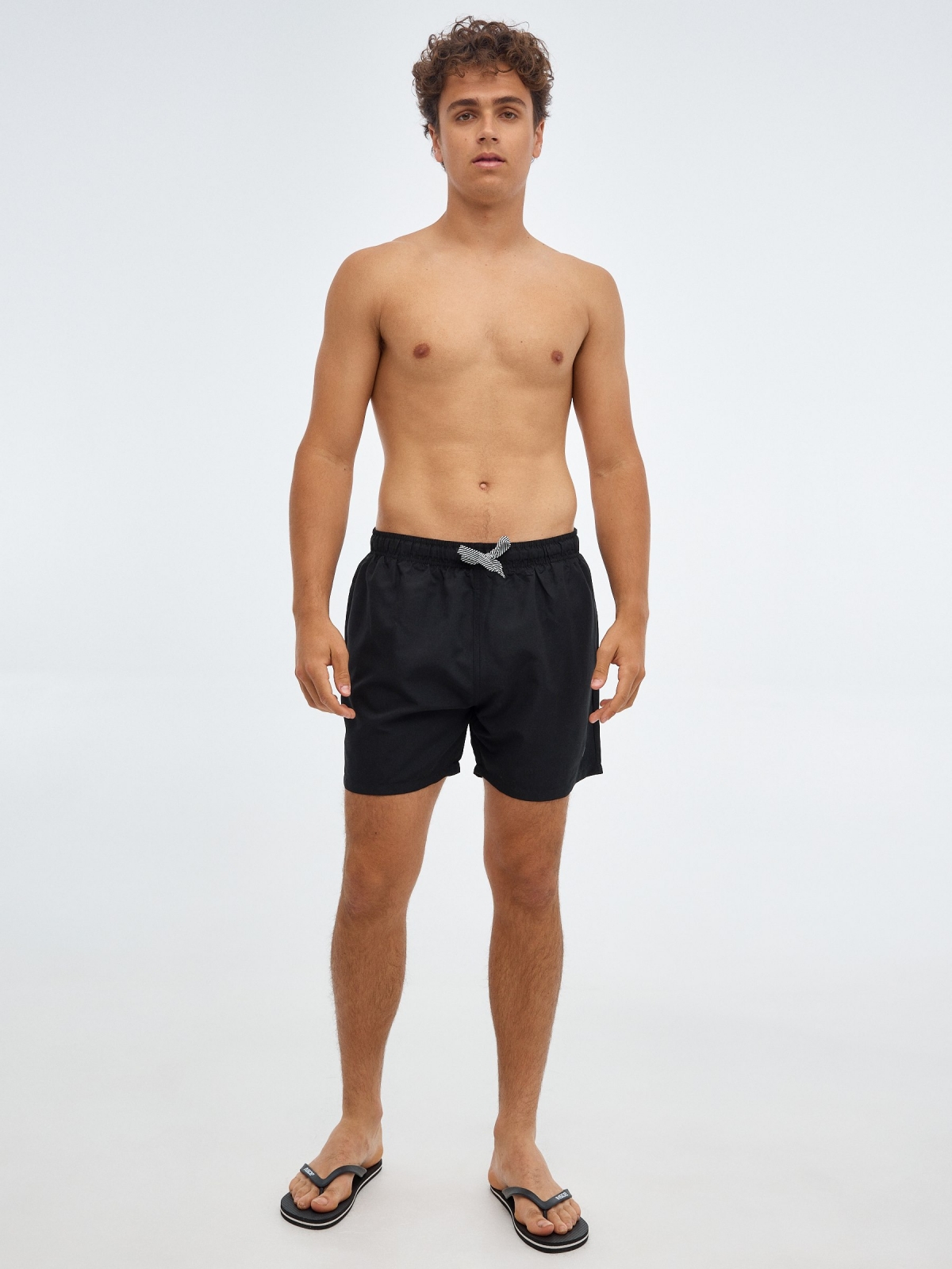 Basic swimsuit with pockets black front view
