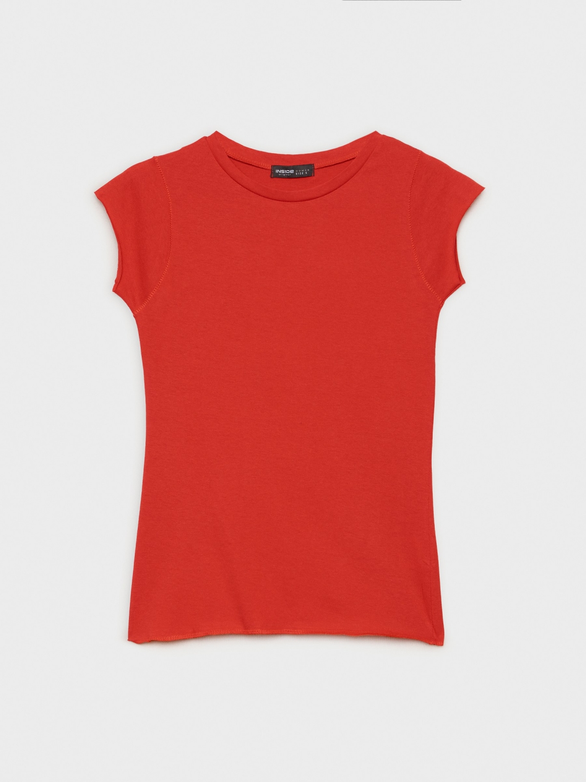  T-shirt básica de gola redonda vermelho
