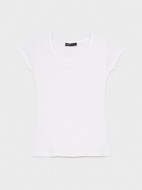  T-shirt básica decote em V branco