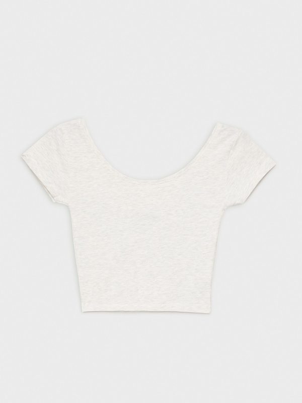  Camiseta básica cropped gris melange