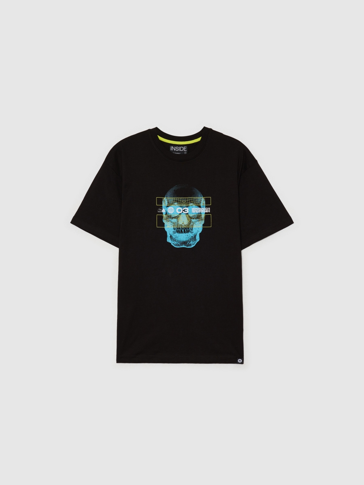  T-shirt tech com caveira preto