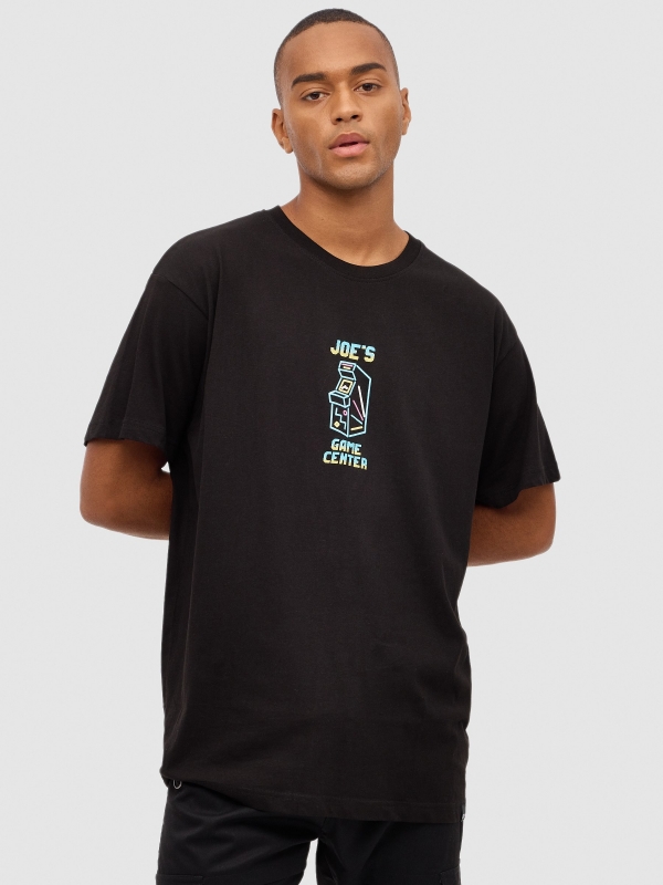 Game center T-shirt black middle front view