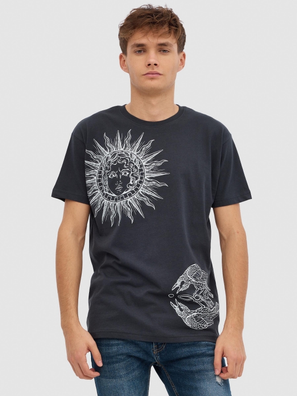 Mystical T-shirt dark grey middle front view