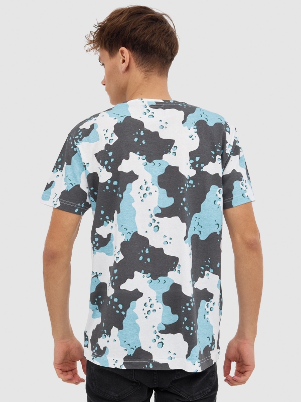 Tropical camouflage t-shirt white middle back view
