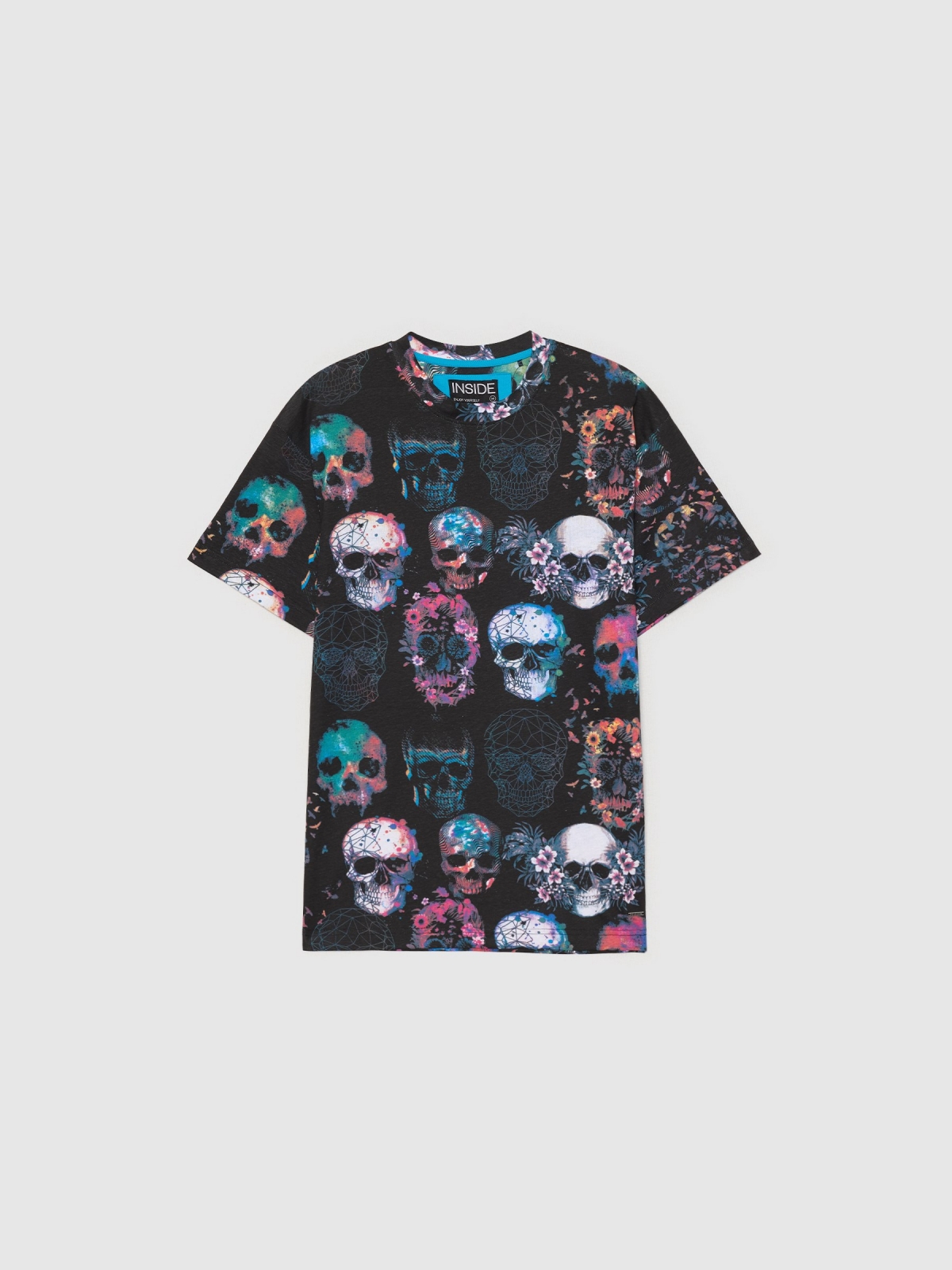  Multicoloured skull t-shirt black