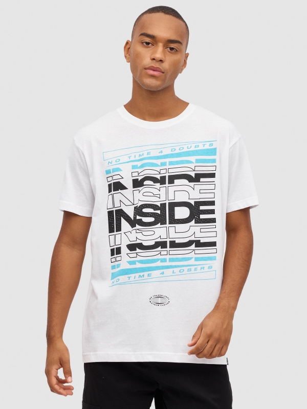 T-shirt INSIDE logótipo preto vista meia frontal
