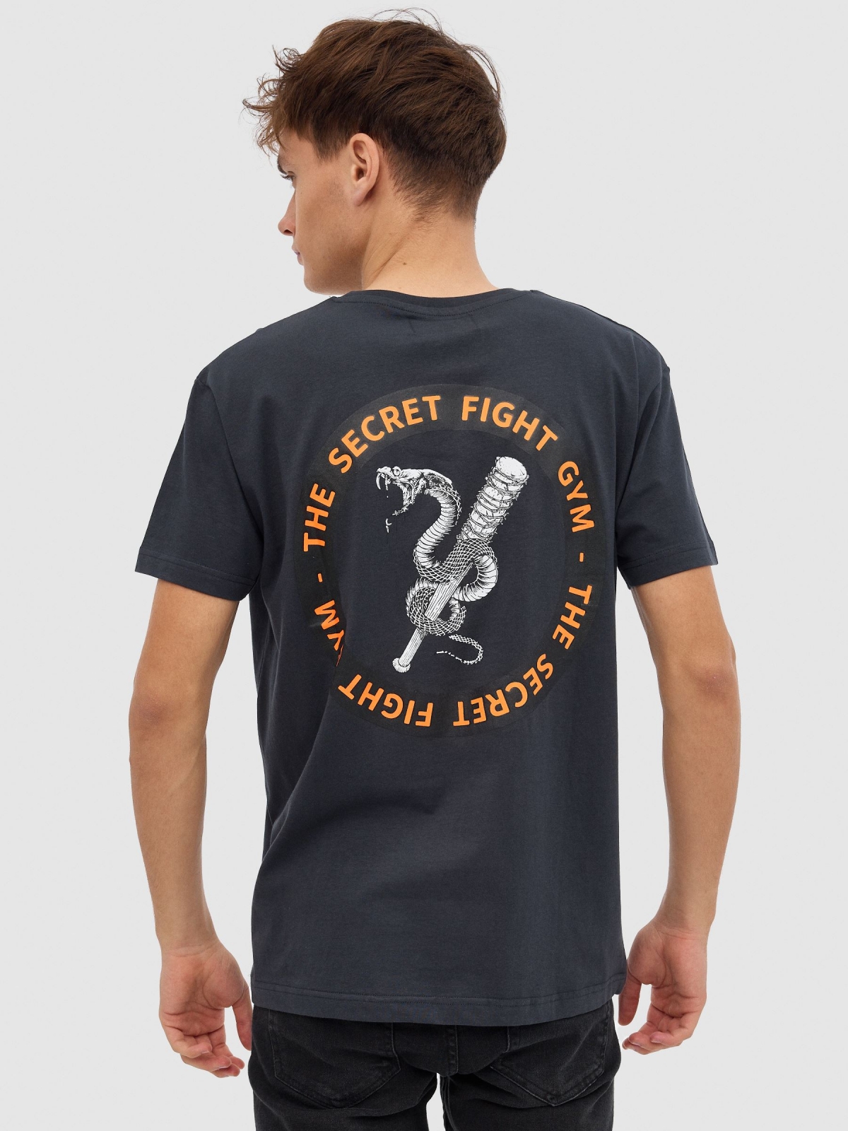 T-shirt "Secret fight" cinza escuro vista meia traseira