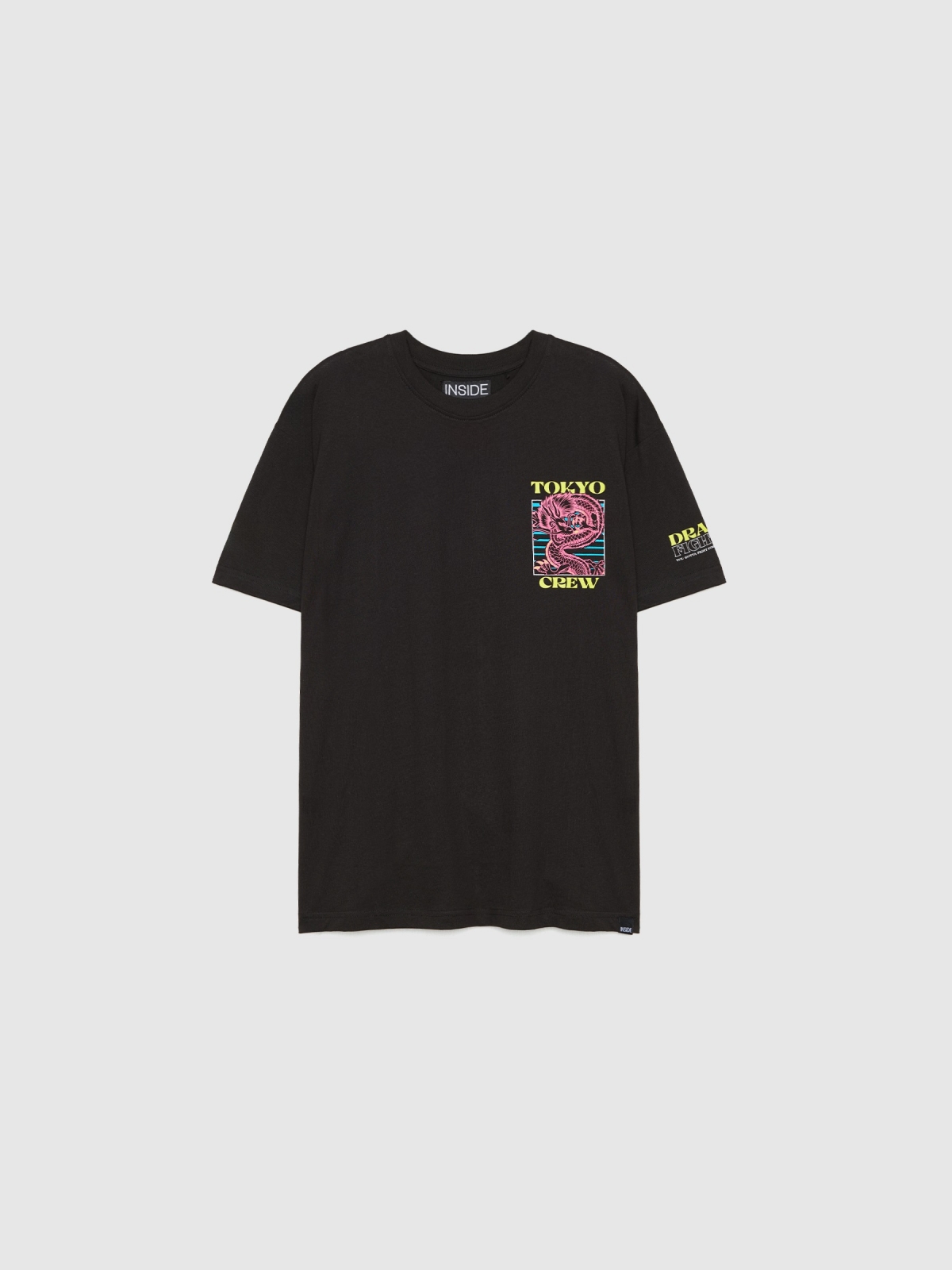  T-shirt dragão japonês preto