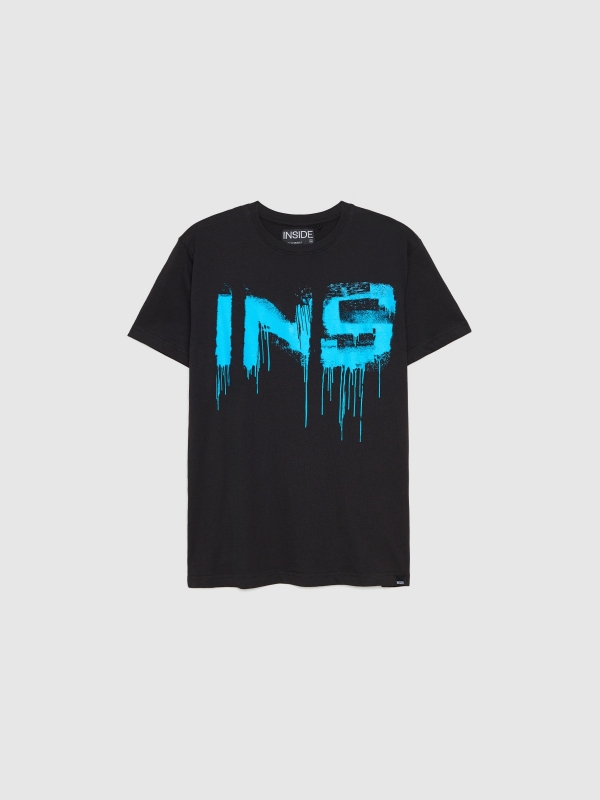  T-shirt com spray INSIDE preto