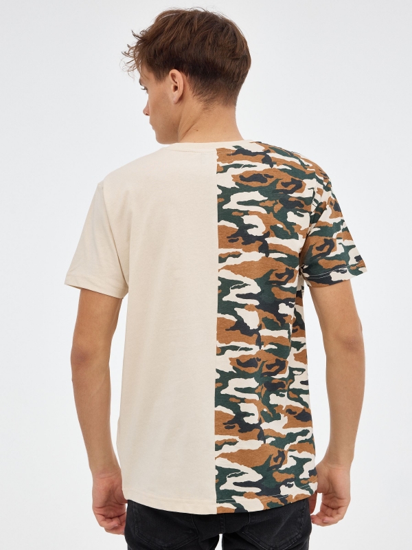 Graffiti camouflage t-shirt sand middle back view
