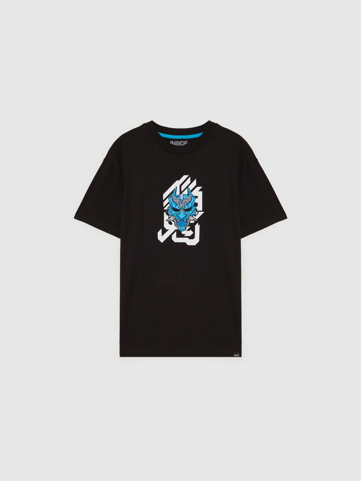  T-shirt com máscara japonesa preto