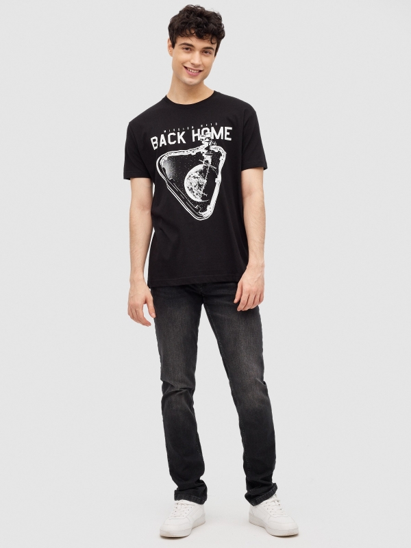 T-shirt Espaço preto vista geral frontal