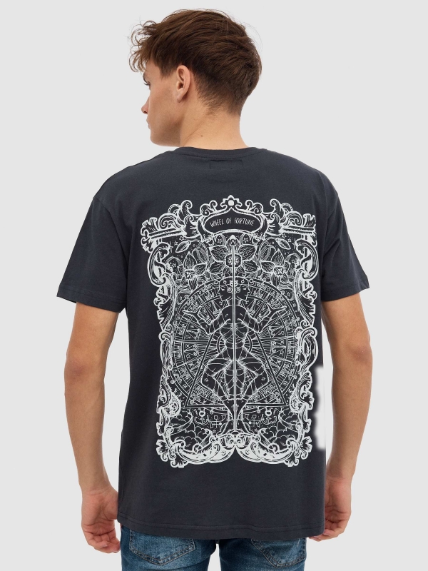 T-shirt Mystical cinza escuro vista meia traseira