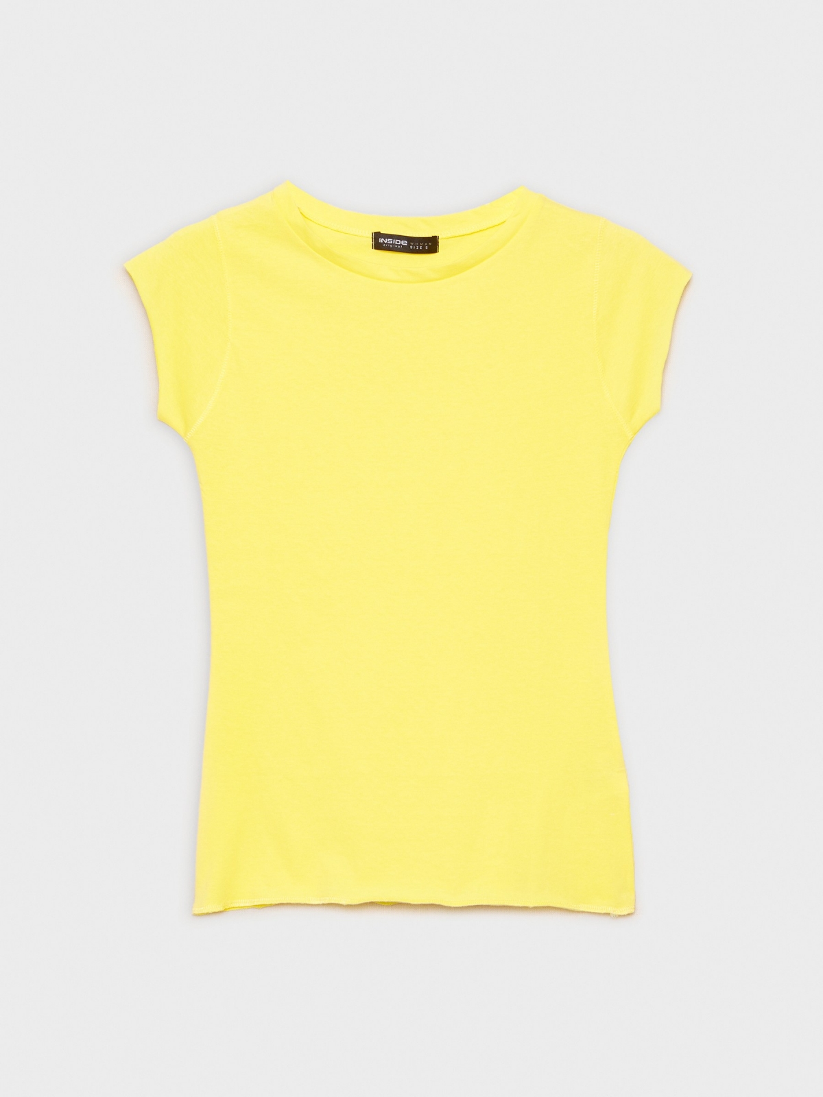  T-shirt básica de gola redonda amarelo